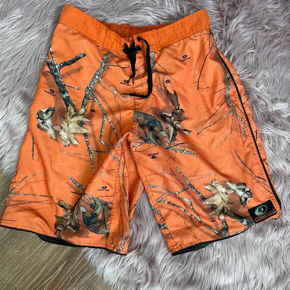 Mossy Oak Orange Camo Board Shorts - Picture 1 of 10